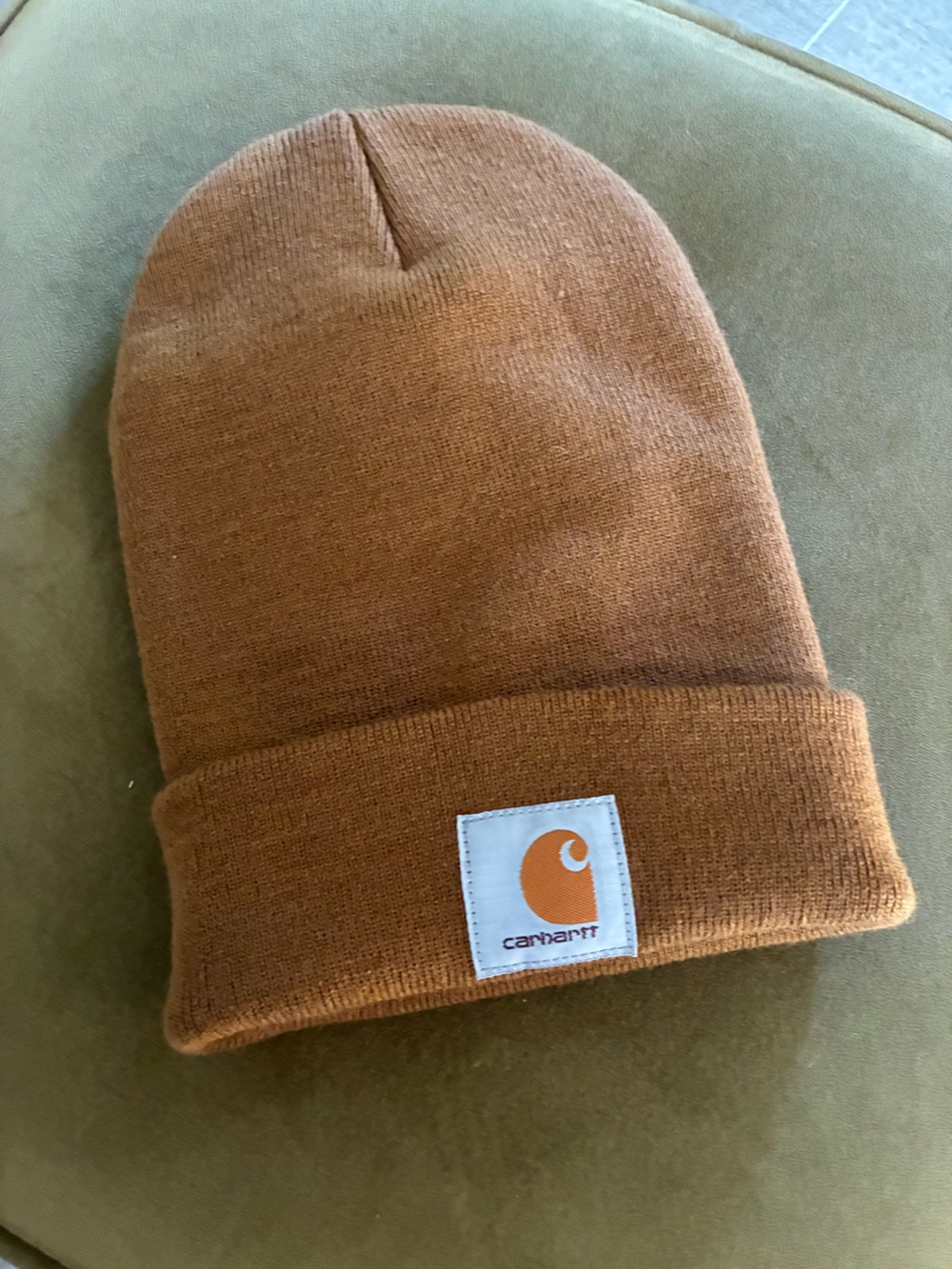 Carhartt Rust Brown Fold-Over Logo Beanie